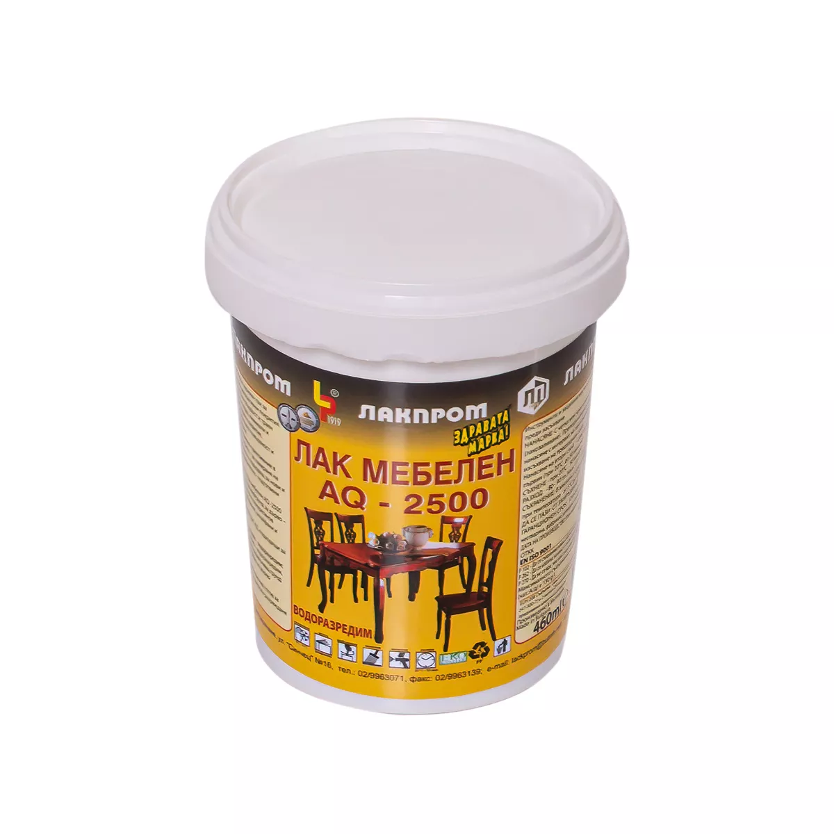 МЕБЕЛЕН АКРИЛЕН ЛАК AQ-2500 - ВОДОРАЗРЕДИМ 700МЛ.