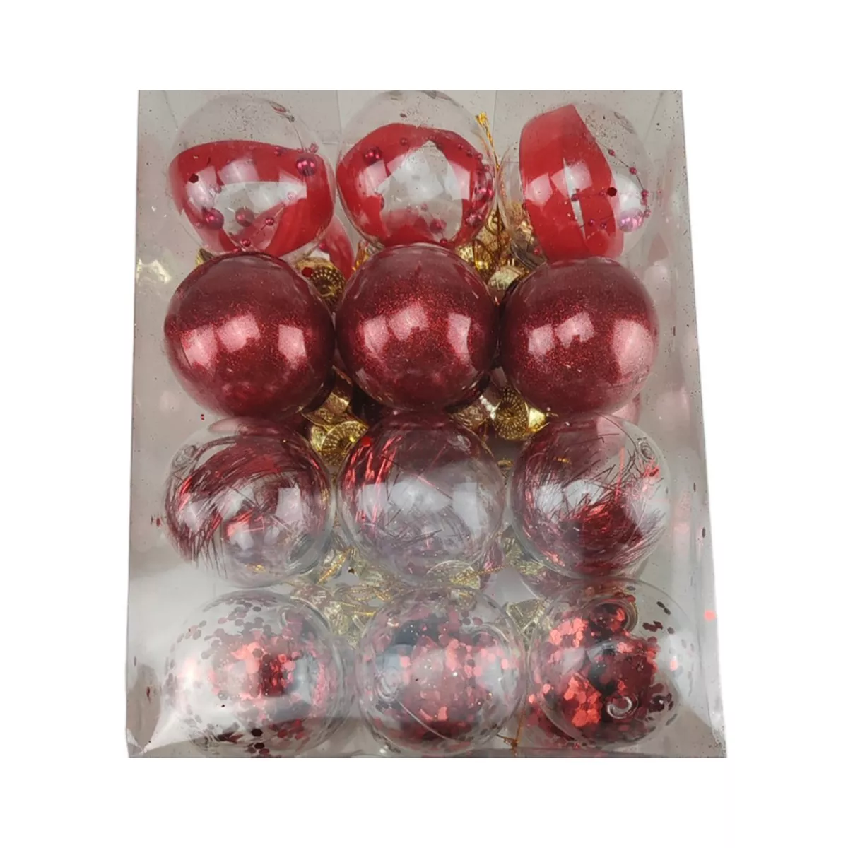 КОЛЕДНИ ИГРАЧКИ ЗА ЕЛХА - И02-14128/1, ЧЕРВЕНО, 6СМ