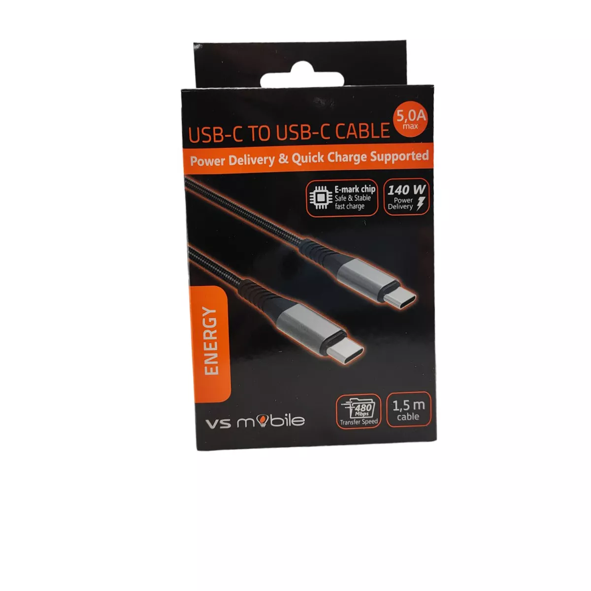 КАБЕЛ VS MOBILE POWER DELIVERI USB-C USB-C 1,5M ЧЕРЕН 30146