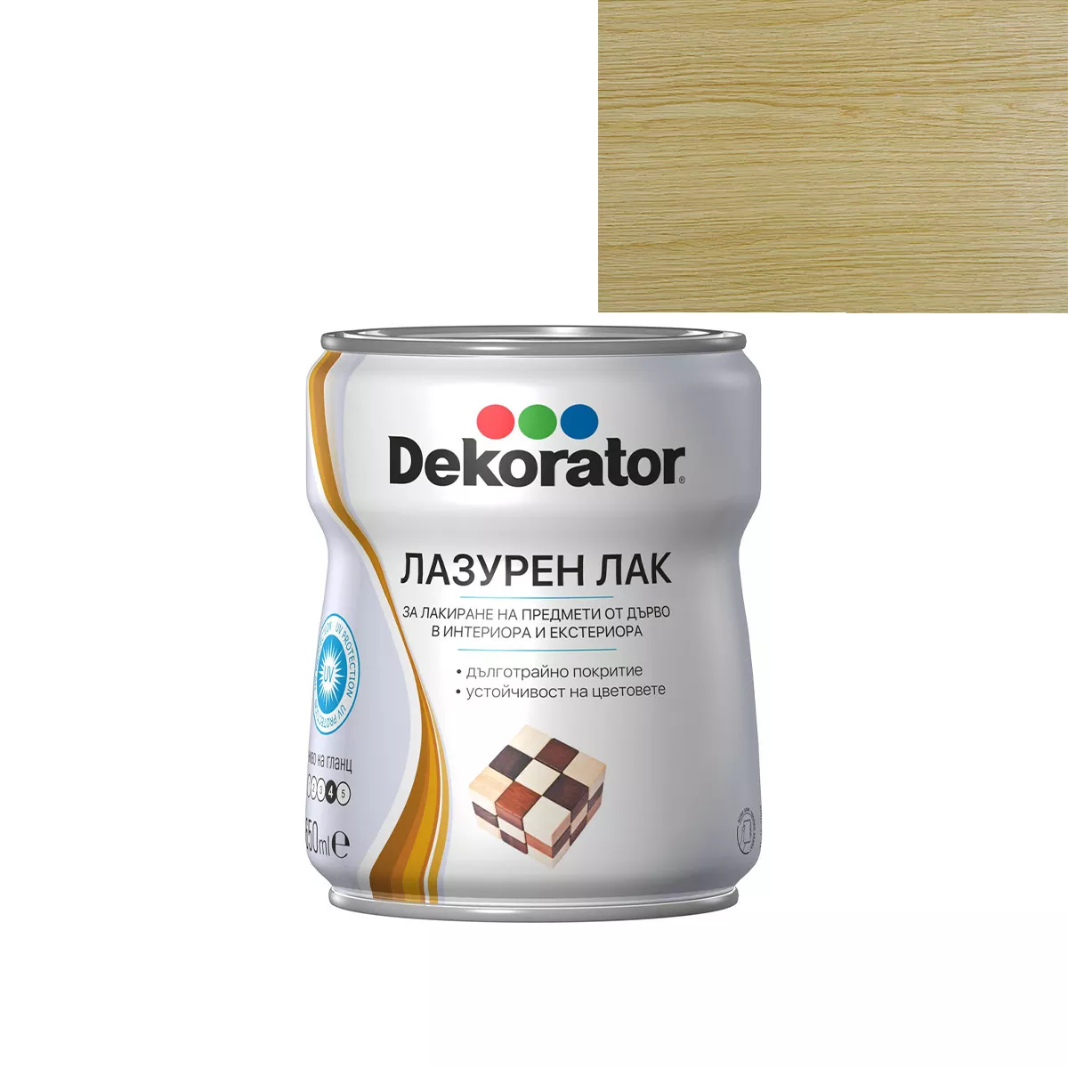 ДЕКОРАТОР ЛАЗУРЕН ЛАК САТЕН ДЪБ 0,65Л