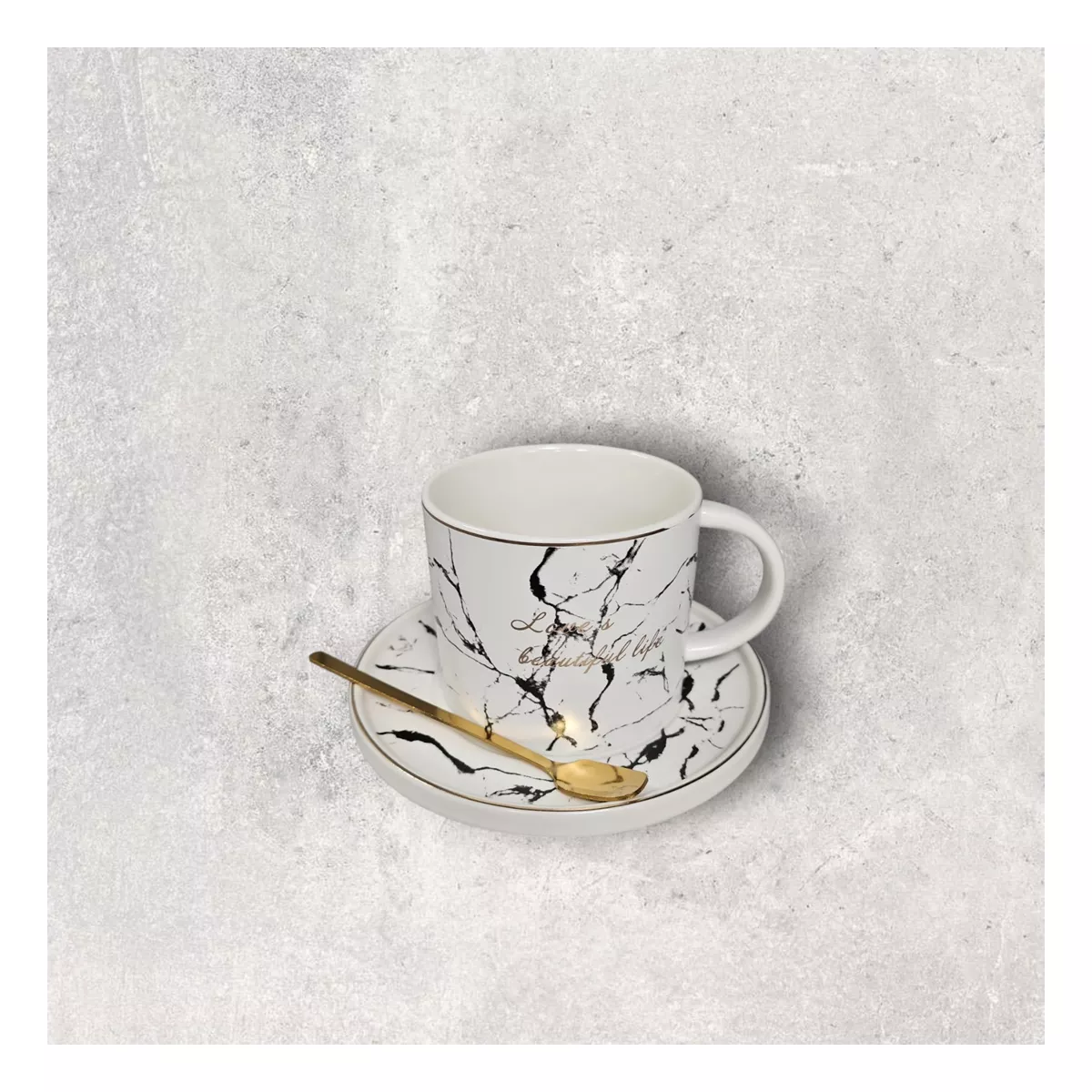 ЧАША С ДРЪЖКА С ЧИНИЯ И ЛЪЖИЦА БЯЛ МРАМОР