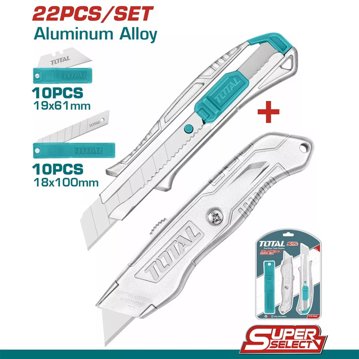 КОМПЛЕКТ МАКЕТНИ НОЖОВЕ И ОСТРИЕТА TOTAL 22 ЧАСТИ 515226