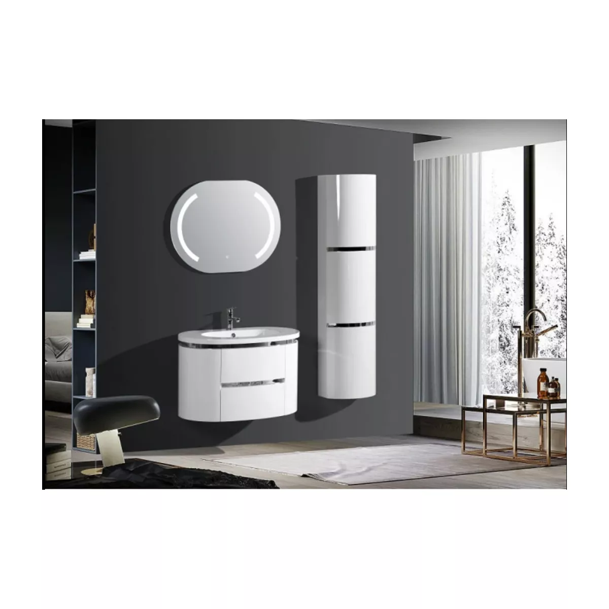 КОМПЛЕКТ ОГЛЕДАЛО, ДОЛЕН ШКАФ И КОЛОНА 5807 3511151