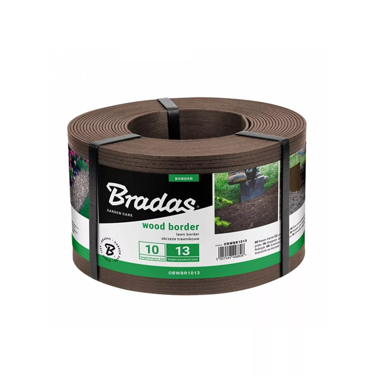 ЛЕНТА ОГРАНИЧИТЕЛНА ЗА ТРЕВА WOOD BORDER 130MM*2.8MM*10M КАФЯВА 1013