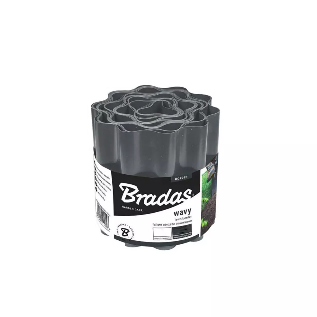 BRADAS ЛЕНТА РАЗДЕЛИТЕЛ ЗА ТРЕВА 9М*15СМ СИВА OBKT25/10