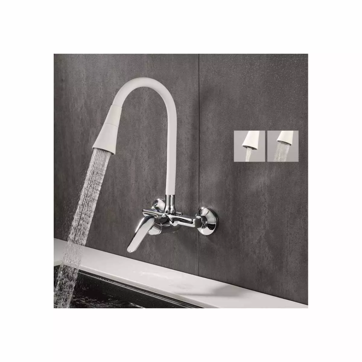 СТЕНЕН СМЕСИТЕЛ  С БЯЛА ЛЕБЕДКА LINNI WHITE MATT 5108152W 7789