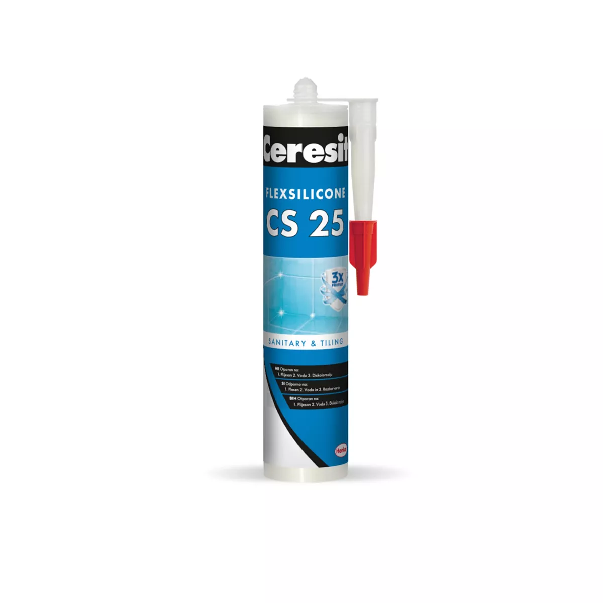 САНИТАРЕН СИЛИКОН CERESIT CS 25 TRIOPROTECT-ЦИМЕНТОВО СИВ 280МЛ.