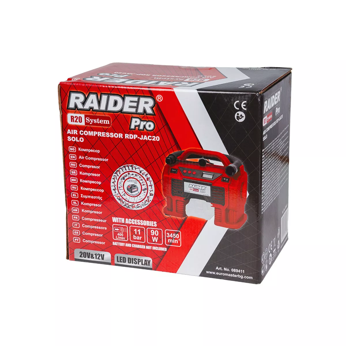 КОМПРЕСОР R20, 12V,11BAR,LED ДИСПЛЕЙ RDP-JAC20/ 089411