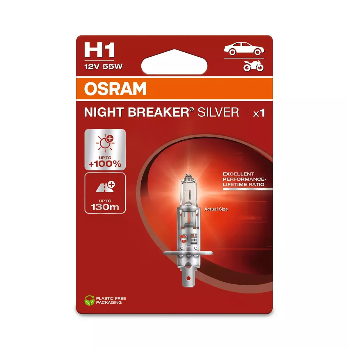 АВТО КРУШКА OSRAM NIGHT BREAKER H1,55W,12V, 64150NBS-БЛИСТЕР