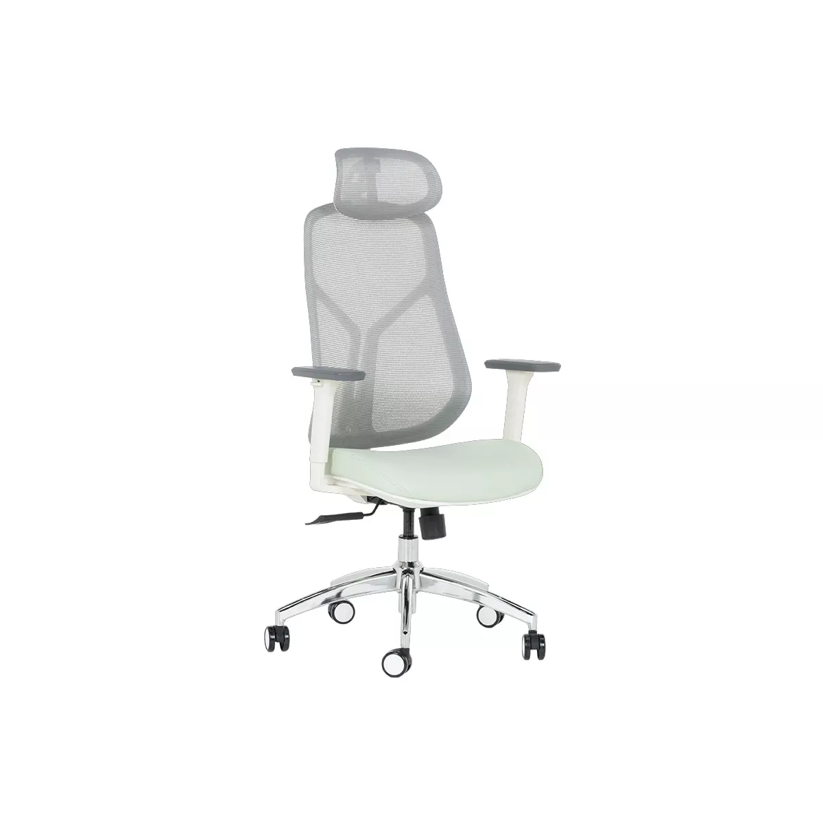 ЕРГОНОМИЧЕН СТОЛ CARMEN 7901 W ЕКО КОЖА - СИВ-СВЕТЛОЗЕЛЕН