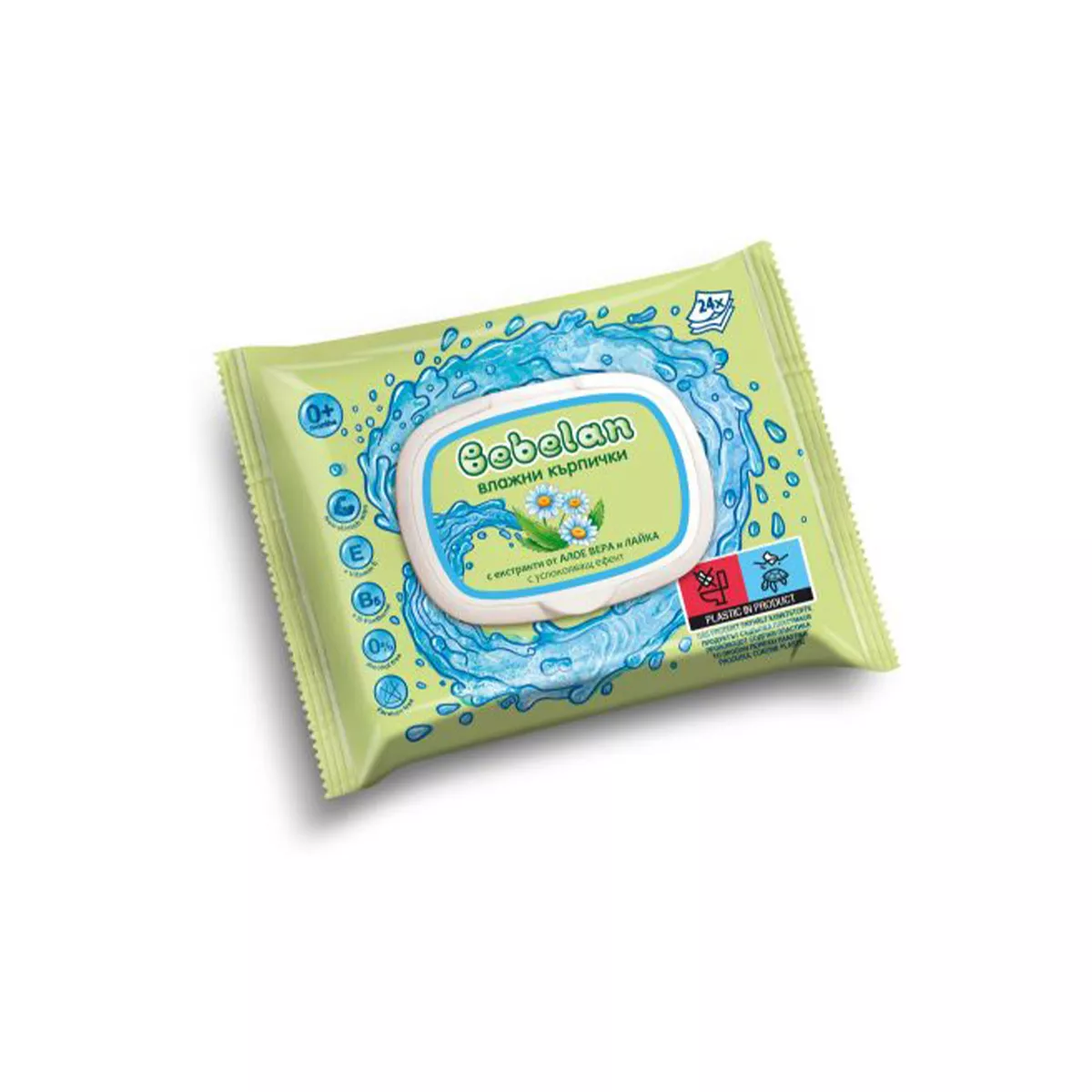 МОКРИ КЪРПИ BEBELAN MINI С АЛОЕ И ЛАЙКА 24БР ЗЕЛЕН MK-BALK24