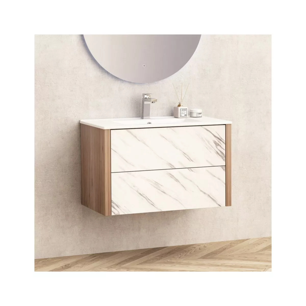 ДОЛЕН ШКАФ ЗА БАНЯ + МИВКА ICC 8066MW БЯЛ МАТ