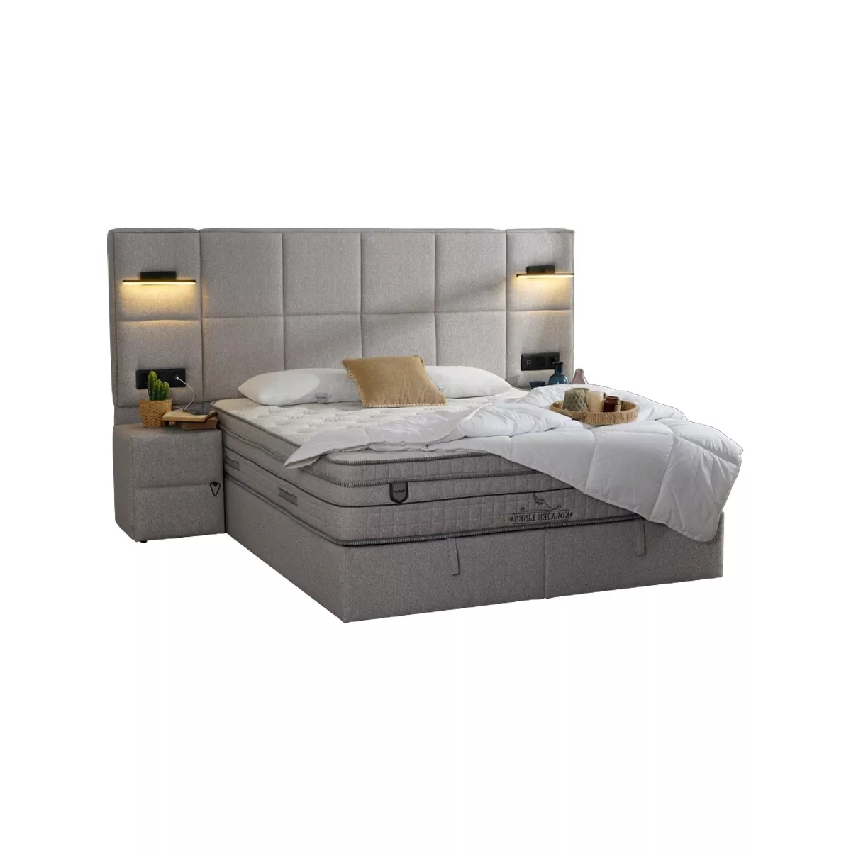 ТАПИЦИРАНА СПАЛНЯ С МАТРАК COMFORT - СИВ 02