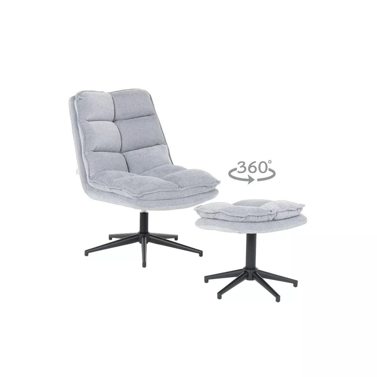 КРЕСЛО С ТАБУРЕТКА JANET - СВЕТЛОСИВ