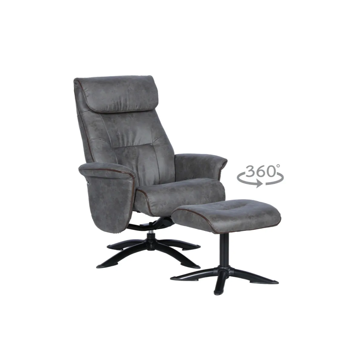 КРЕСЛО С ТАБУРЕТКА ЕМА - СИВ