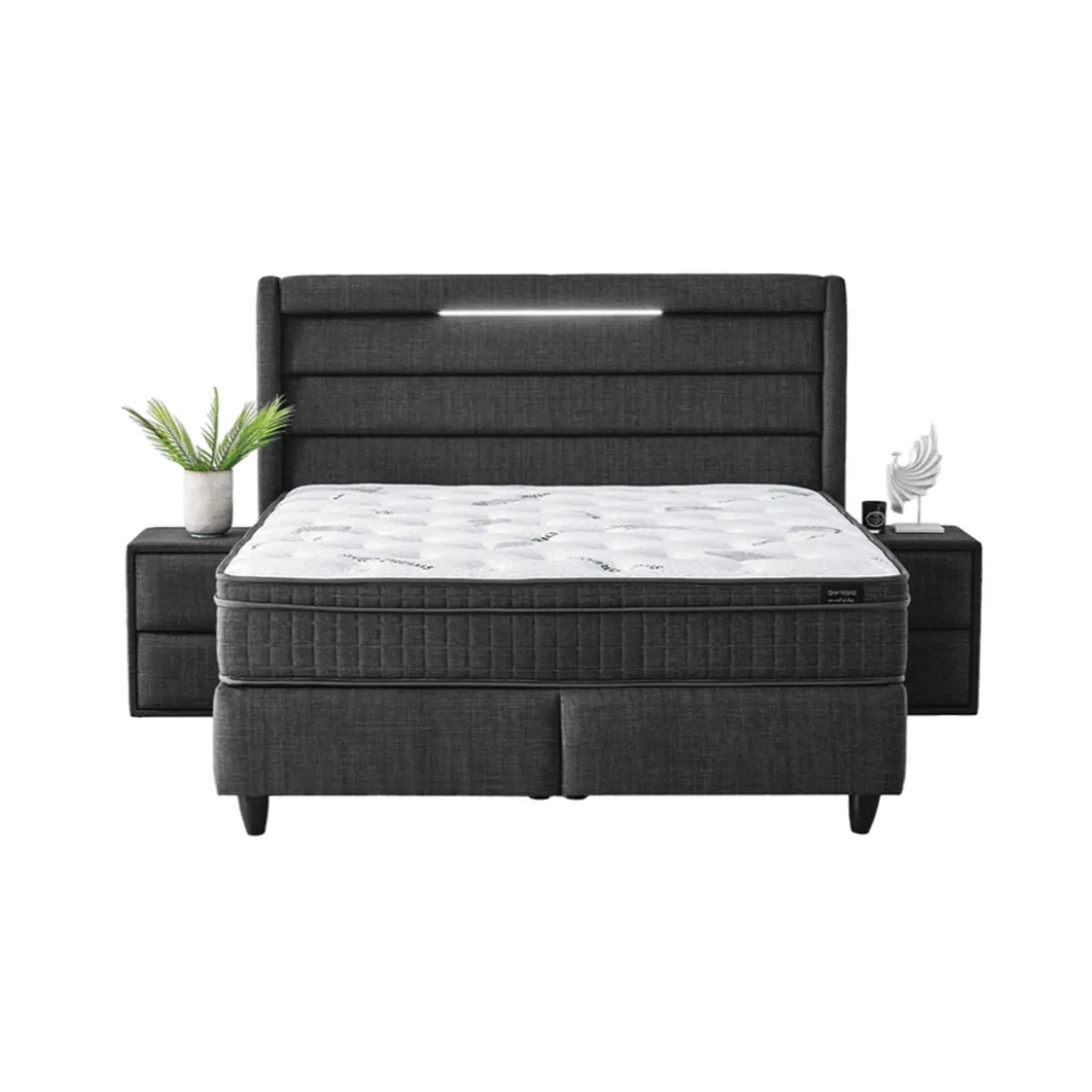 ТАПИЦИРАНА СПАЛНЯ С МАТРАК COTTON 140 X 200 - ГРАФИТ 501