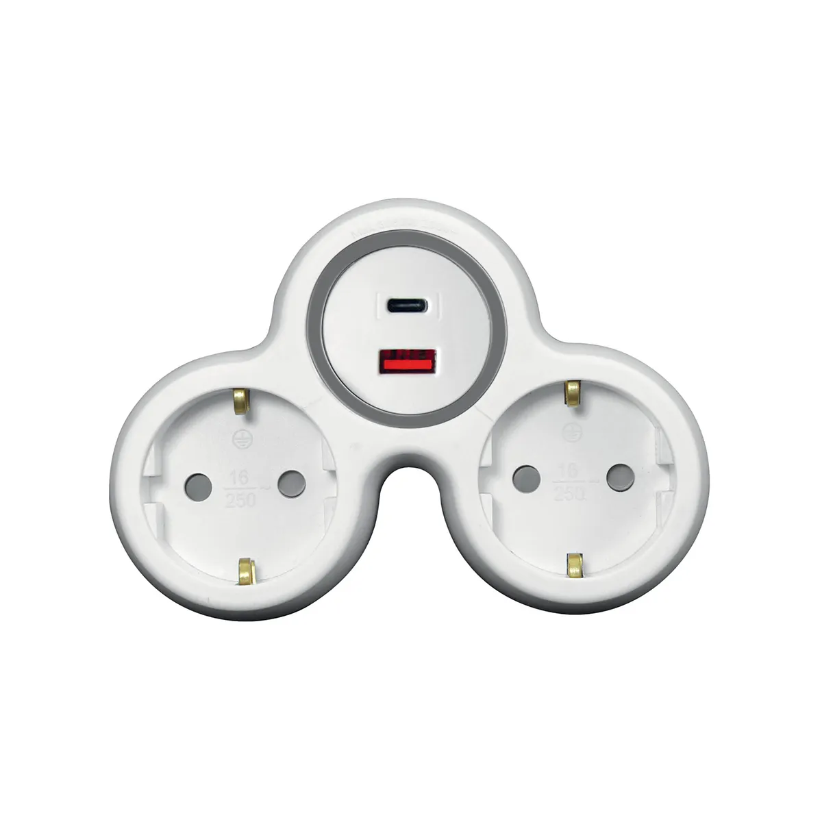 АДАПТЕР ЗА КОНТАКТ БЯЛ С USB A+C 2*ШУКО COMMEL C240-802