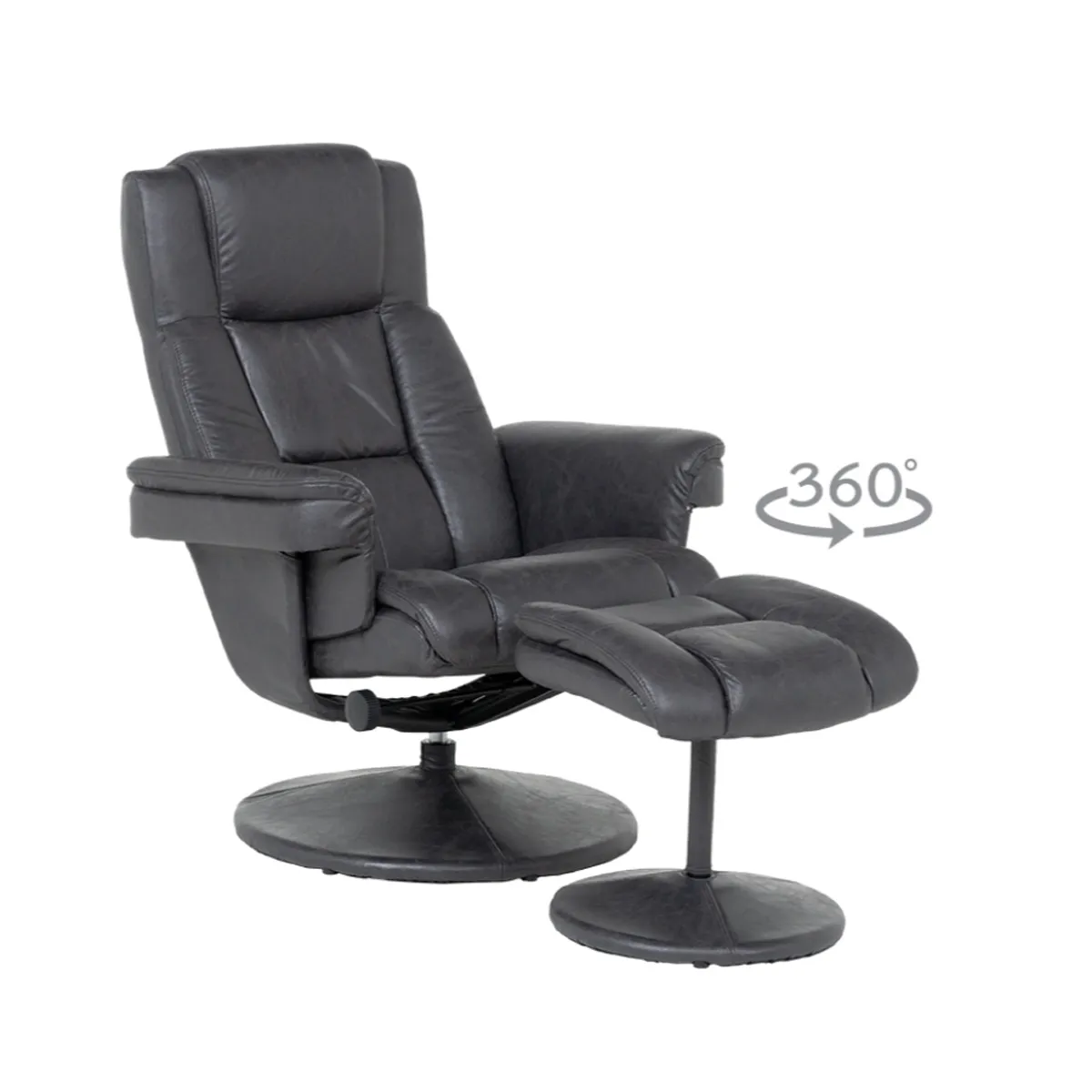 КРЕСЛО С ТАБУРЕТКА JACKY - ТЪМНО СИВ