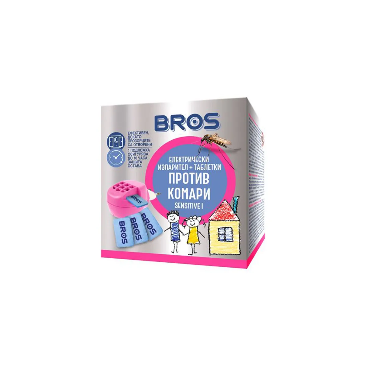 BROS ЕЛЕКТРИЧЕСКИ ИЗПАРИТЕЛ С 10 ТАБЛЕТКИ ПРОТИВ КОМАРИ ЗА ДЕЦА