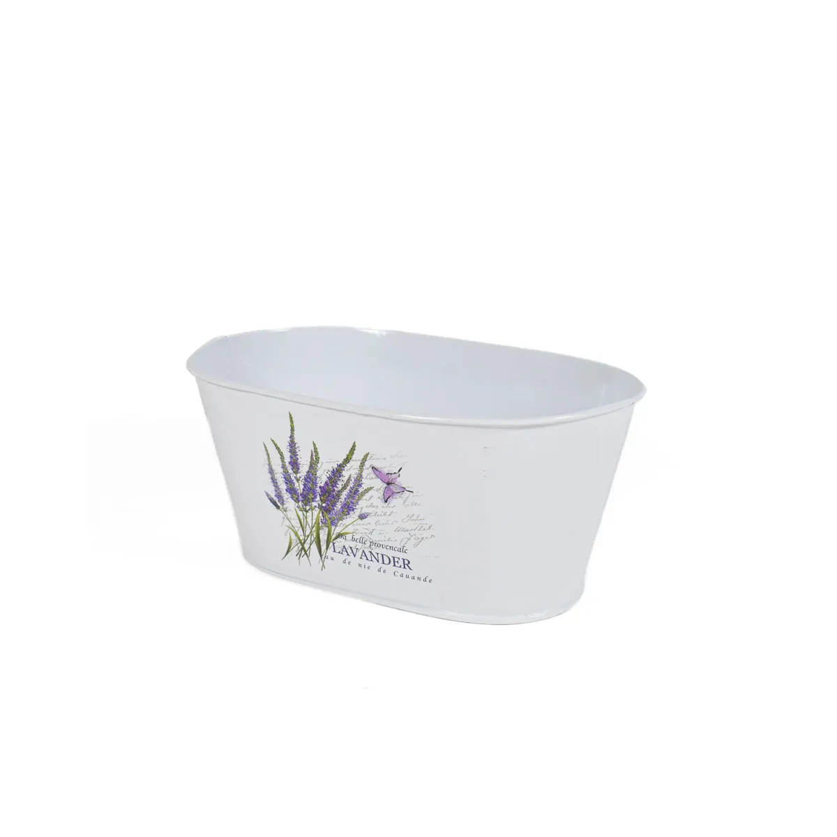 МЕТАЛНА БЯЛА КАШПА С ЛАВАНДУЛА  12*20*9 - 169581