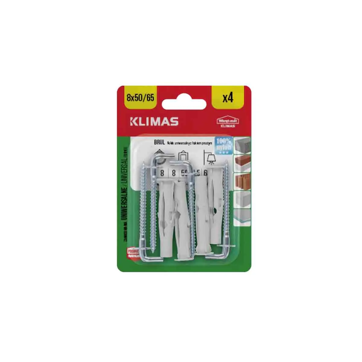 ДЮБЕЛ УНИВЕРСАЛЕН С Г-КУКА Ф8*50ММ WKM BRUL 08065