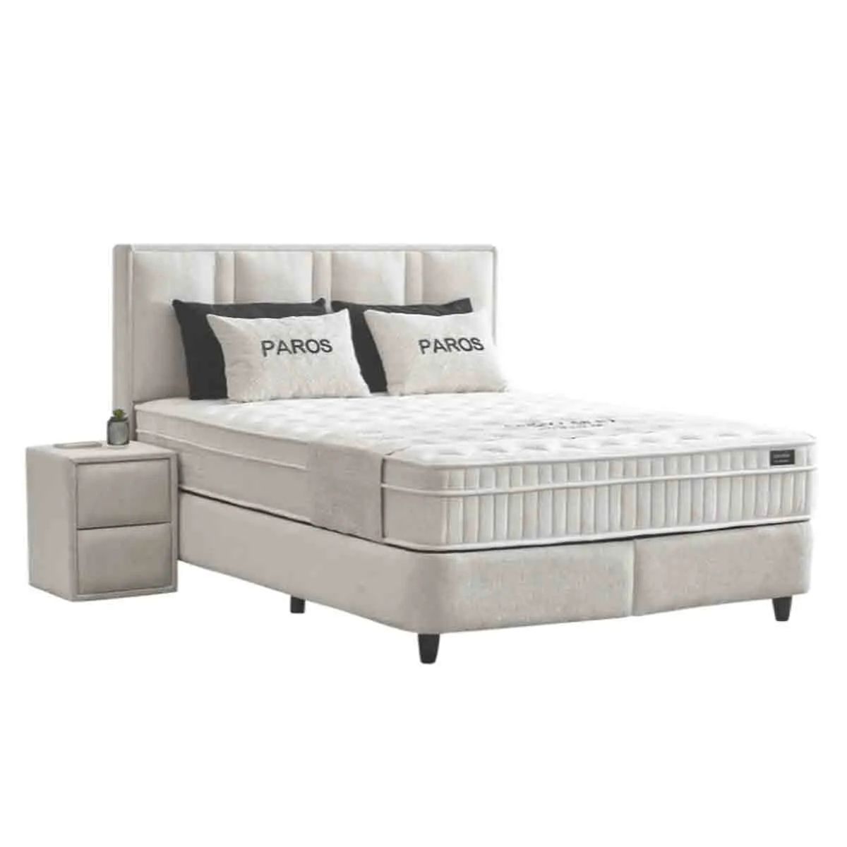 ТАПИЦИРАНА СПАЛНЯ С МАТРАК PAROS 180 X 200 - КРЕМ AN