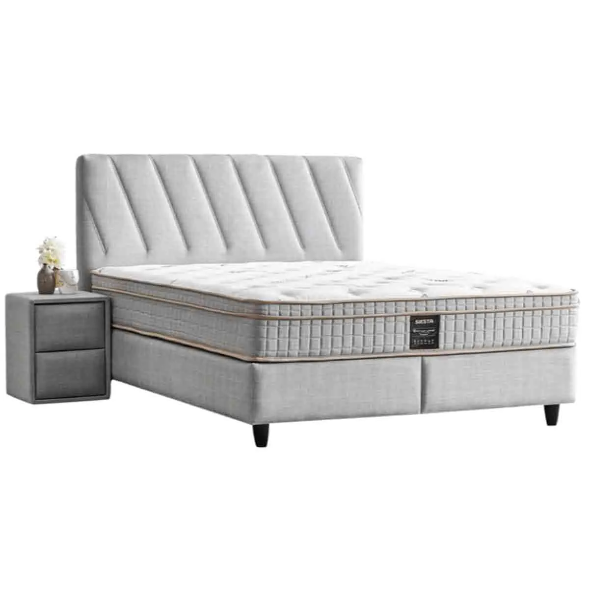 ТАПИЦИРАНА СПАЛНЯ С МАТРАК SIESTA 160 X 200 - СВЕТЛОСИВ 21