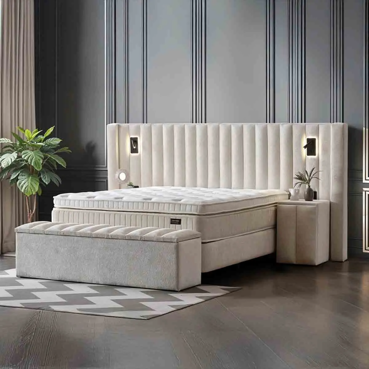 ТАПИЦИРАНА СПАЛНЯ С МАТРАК FLORIDA 160 X 200 - КРЕМ 01 ТАПИЦИРАНА СПАЛНЯ С МАТРАК FLORIDA 160 X 200 - КРЕМ 01