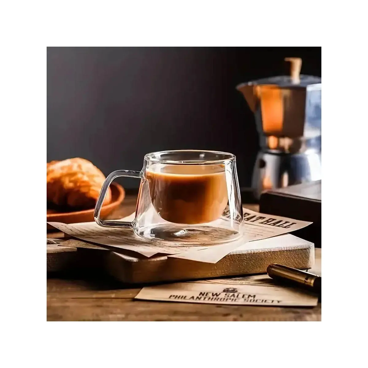 ЧАША ДВУСТЕННА - СТЪКЛЕНА 8*7,5СМ./  И02-20912