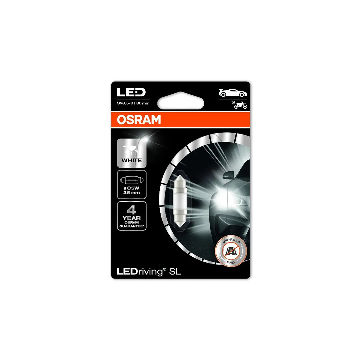 АВТО ЛАМПА OSRAM -  LED, С5W, 3,6СМ
