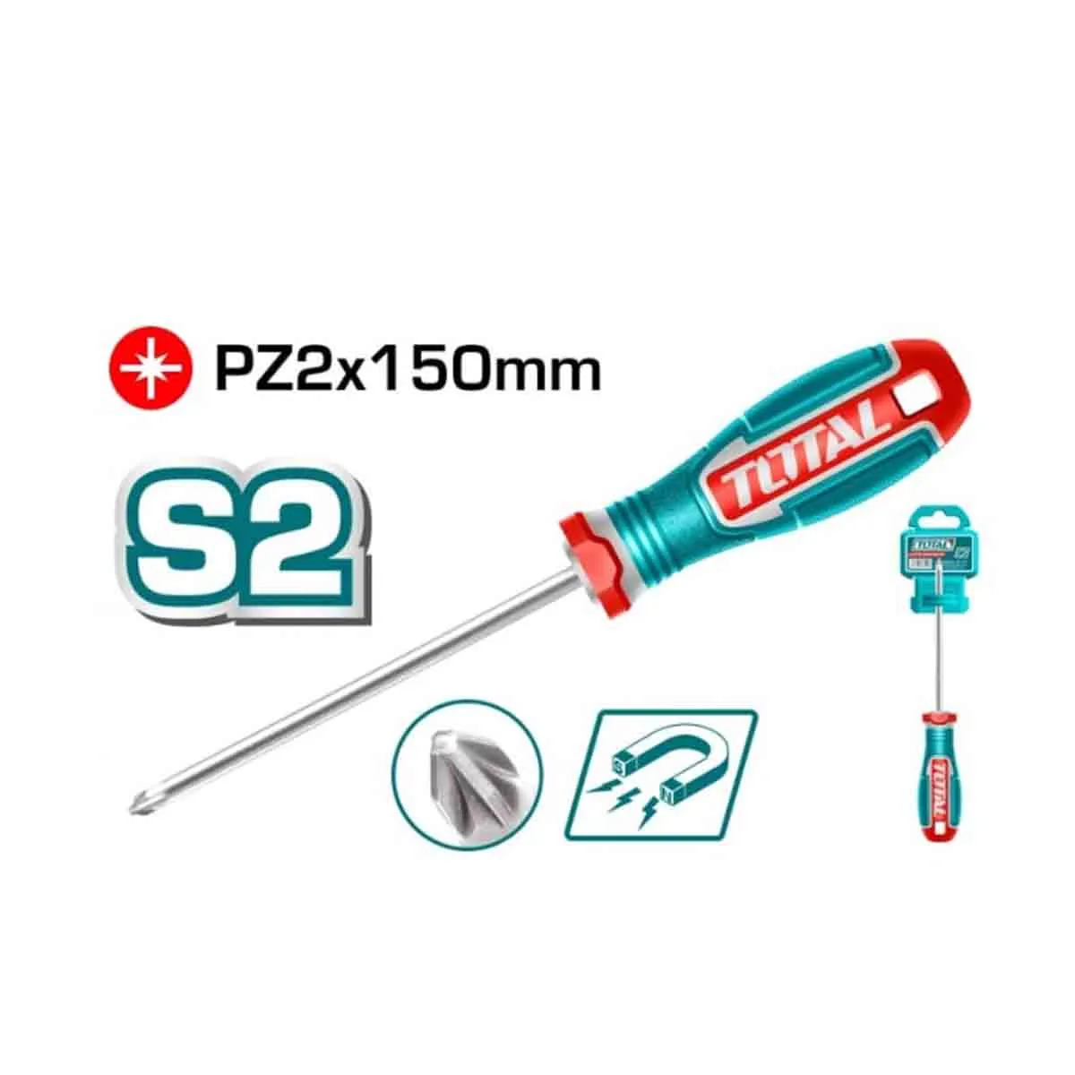 ОТВЕРТКА НАМАГНЕТИЗИРАНА - TOTAL, PZ2Х150 - 2150