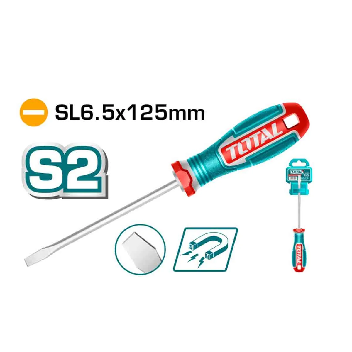 ОТВЕРТКА ПРАВА НАМАГНЕТИЗИРАНА - TOTAL, SL6.5Х125 - 6125