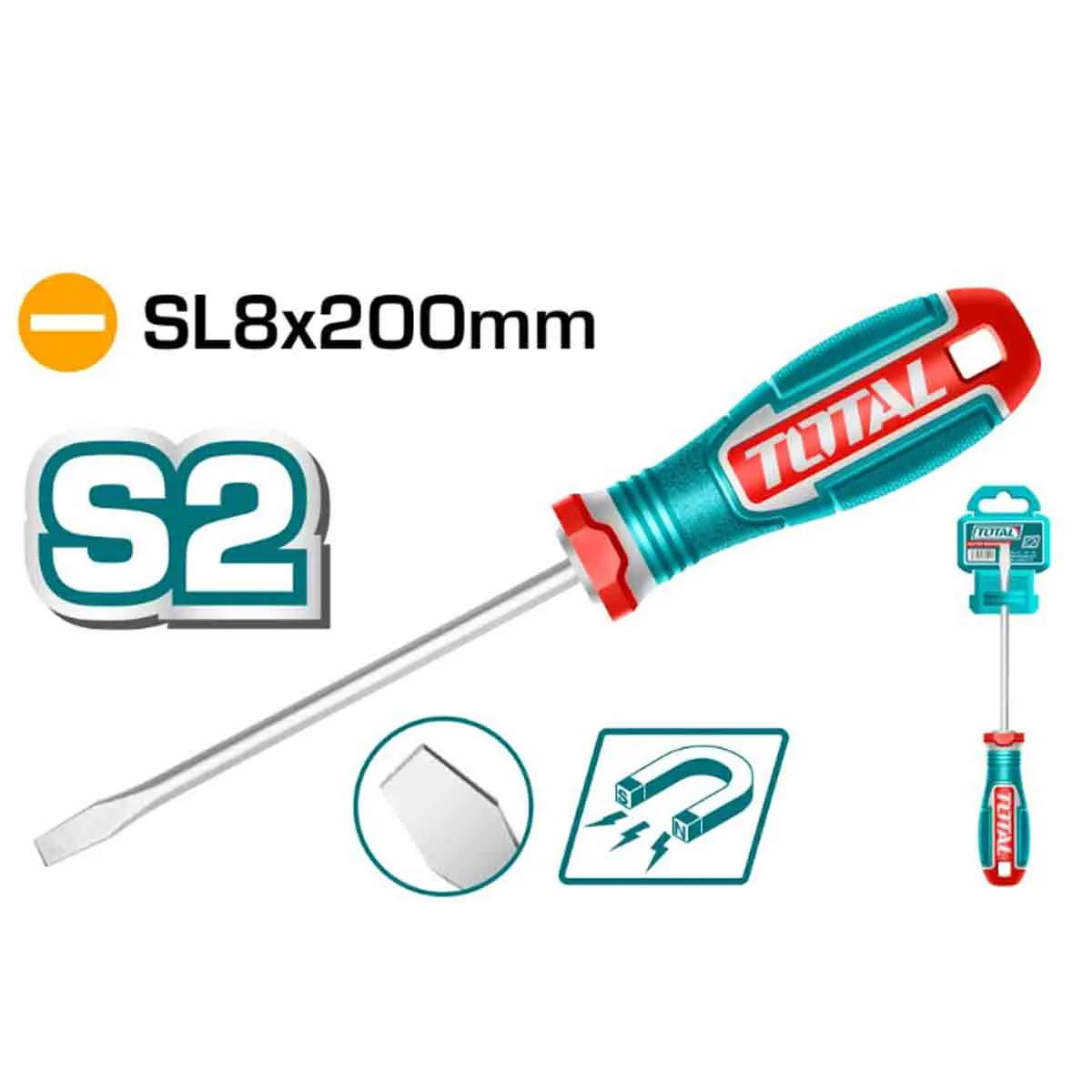 ОТВЕРТКА ПРАВА НАМАГНЕТИЗИРАНА - TOTAL, SL8Х200 - 8200