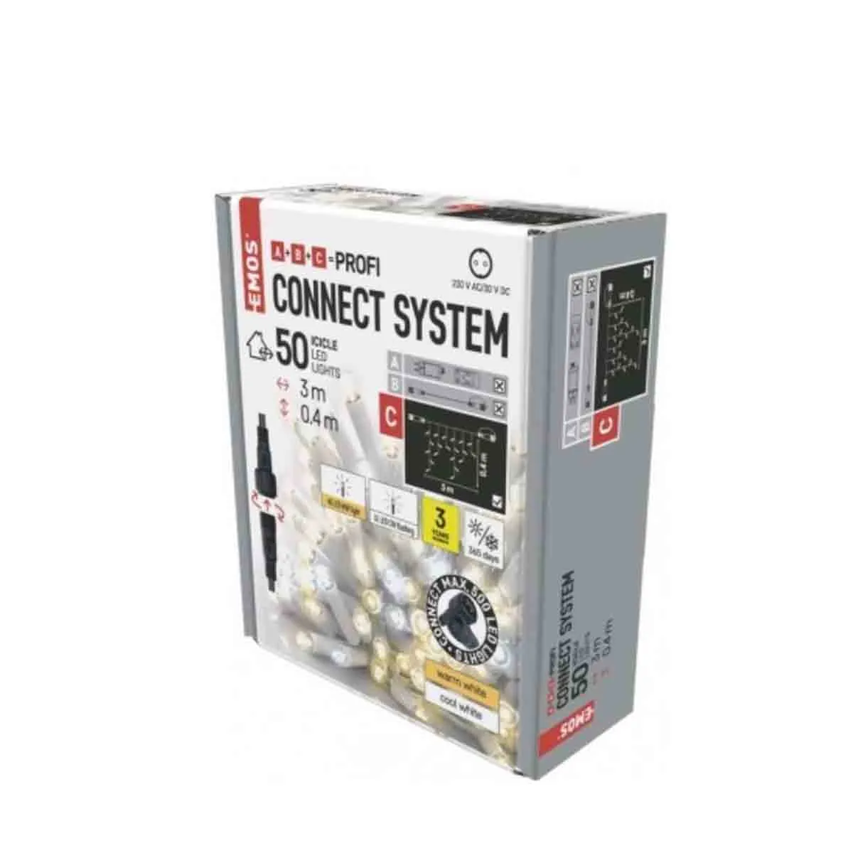 КОЛЕДНА LED ВЕРИГА - СТУДЕНО/ТОПЛО БЯЛА, 3Х0.4М - 4660