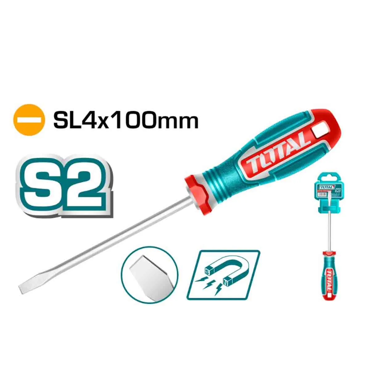 ОТВЕРТКА ПРАВА НАМАГНЕТИЗИРАНА - TOTAL, SL4Х100 - 4100