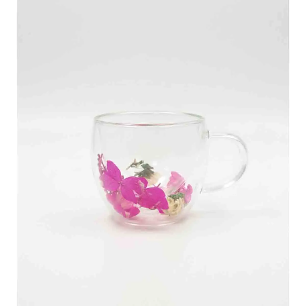 ЧАША С ДРЪЖКА, ДВУСТЕННА С ЦВЕТЯ - И02-23542