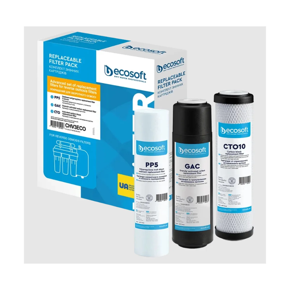 СЕТ 3 ПАТРОНА ЗА ФИЛТЪРА СИСТЕМА - ECOSOFT, F1 47EC0011