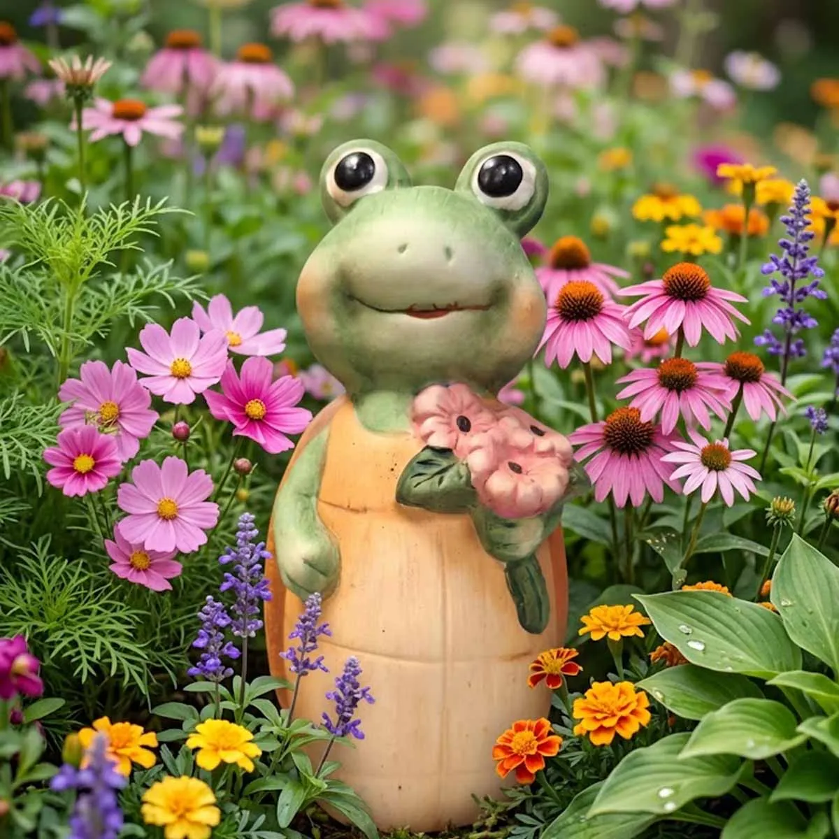 ДЕКОРАТИВНА ГРАДИНСКА ФИГУРА - КОСТЕНУРКА С ЦВЕТЕ