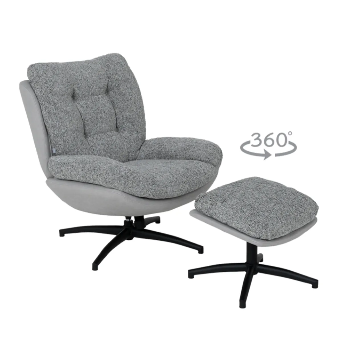 КРЕСЛО С ТАБУРЕТКА - CHAVES, СИВ