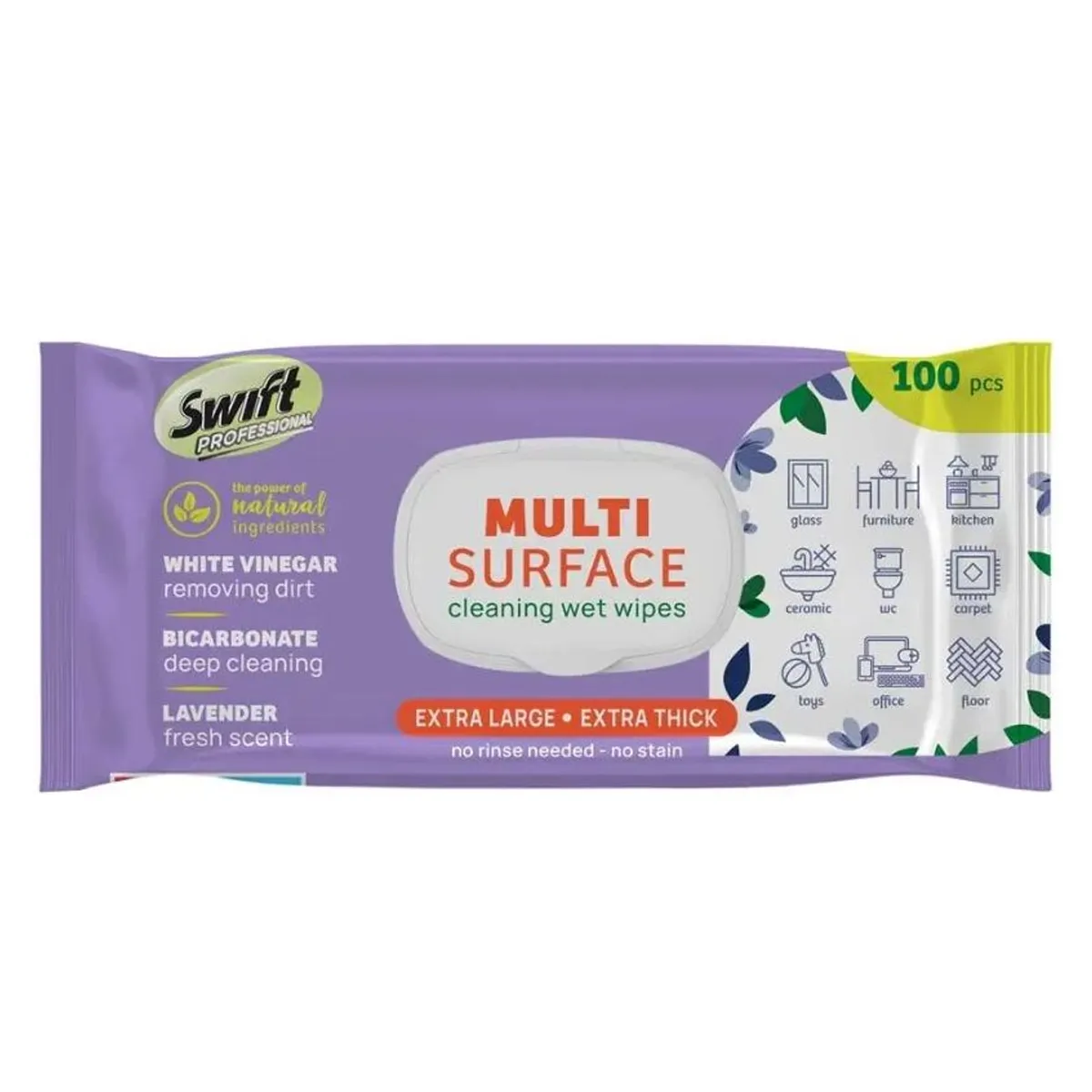 ВЛАЖНИ КЪРПИ ЗА ПОЧИСТВАНЕ - SWIFT, ЛАВАНДУЛА / 100БР
