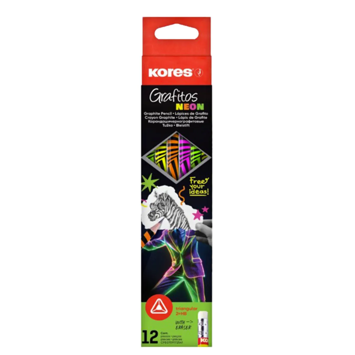 МОЛИВ - KORES NEON HB С ГУМА, 12БР / 53125