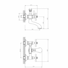 СМЕСИТЕЛ ЗА ВАНА И ДУШ - РЕТРО, НВ6006851С-03-02_2