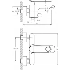 СМЕСИТЕЛ ЗА ВАНА И ДУШ КАЛИЯ INTER CERAMIC ICE 611701W_1