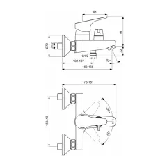 СМЕСИТЕЛ СТЕНЕН ЗА ДУШ SEVA NEXT 1925AA_1