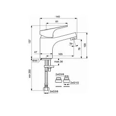 СМЕСИТЕЛ ЗА УМИВАЛНИК SEVA NEXT B1922AA БЕЗ ИЗПРАЗНИТЕЛ_1