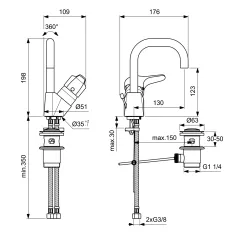 СМЕСИТЕЛ ЗА УМИВАЛНИК SEVA NEXT B1928AA_1