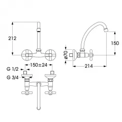 СМЕСИТЕЛ СЕВА МЕГА В1356АА РЕТРО_1