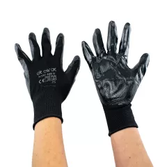 РЪКАВИЦИ ЧЕРНИ ПОЛИЕСТЕР С НИТРИЛНО  ПОКРИТИЕ 10