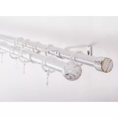 ДВОЕН КОРНИЗ МИРА 19/16 РАЗТЕГ. 160-300СМ БЯЛО-ЗЛАТНО 32398_0