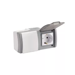 ЕДИНИЧЕН КЛЮЧ + КОНТАКТ БЯЛ/СИВ MONO ELECTRIC OCTANS_0